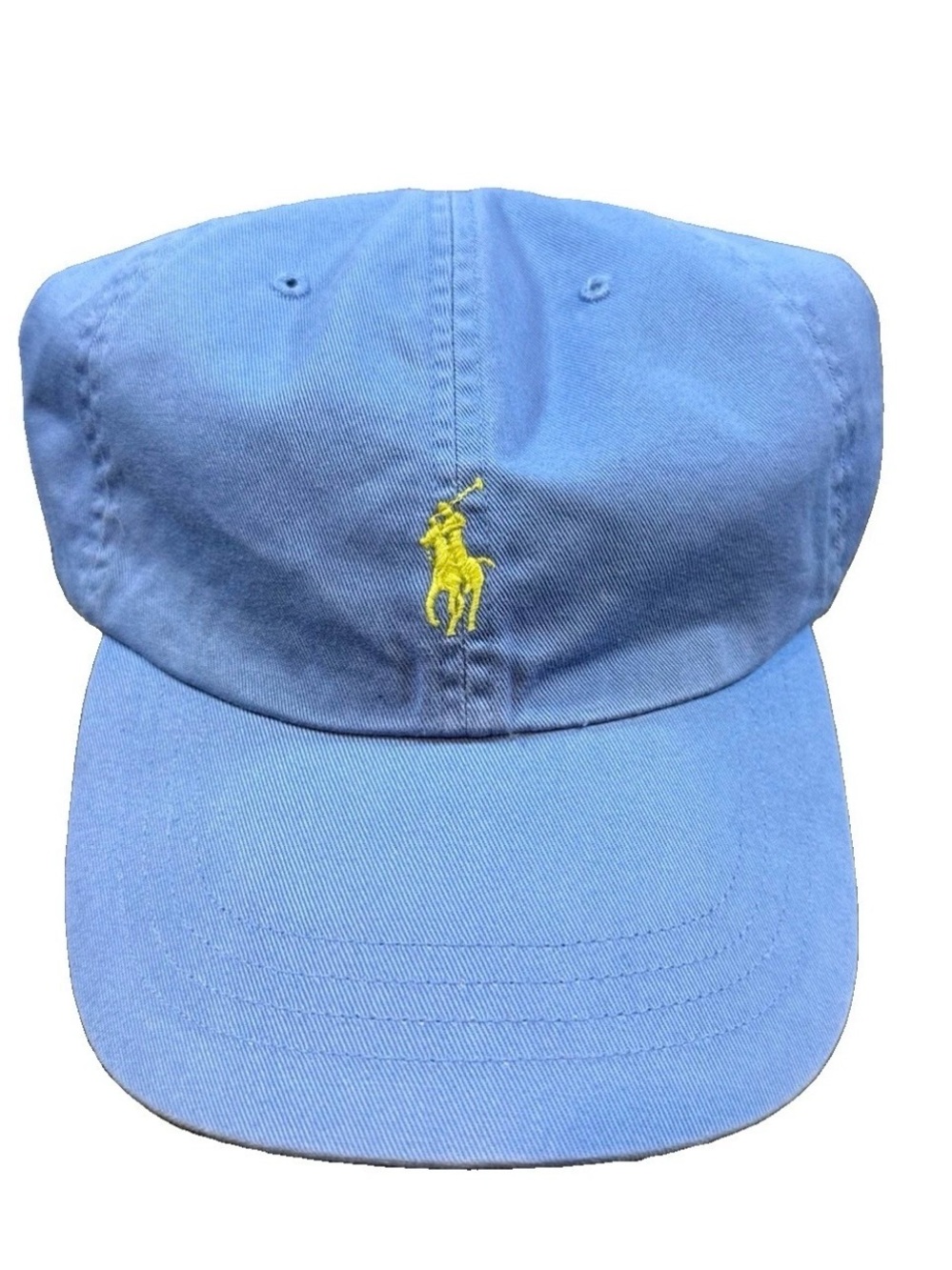 Polo Ralph Lauren Blue Adjustable Baseball Cap Hat Lime Green Pony Logo Cotton